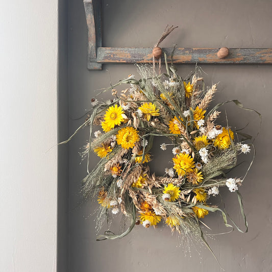 Dried Flower Wreath | Cottagecore Farmhouse Decor, 25cm