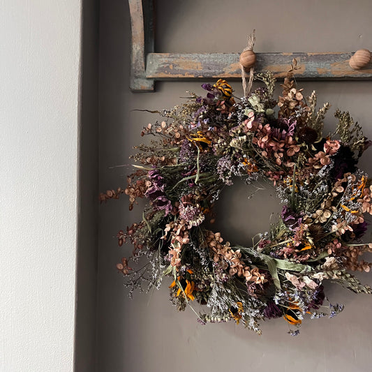 Autumn flower wreath | Dried flowers | Farmhouse home | 28cm