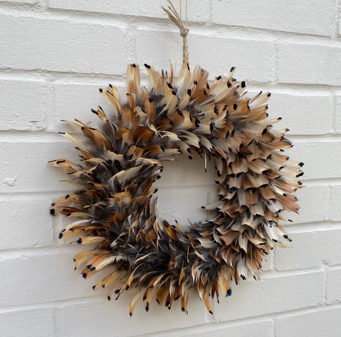 Handcrafted Pheasant Feather Wreath | Farmhouse Decor (25-30cm)
