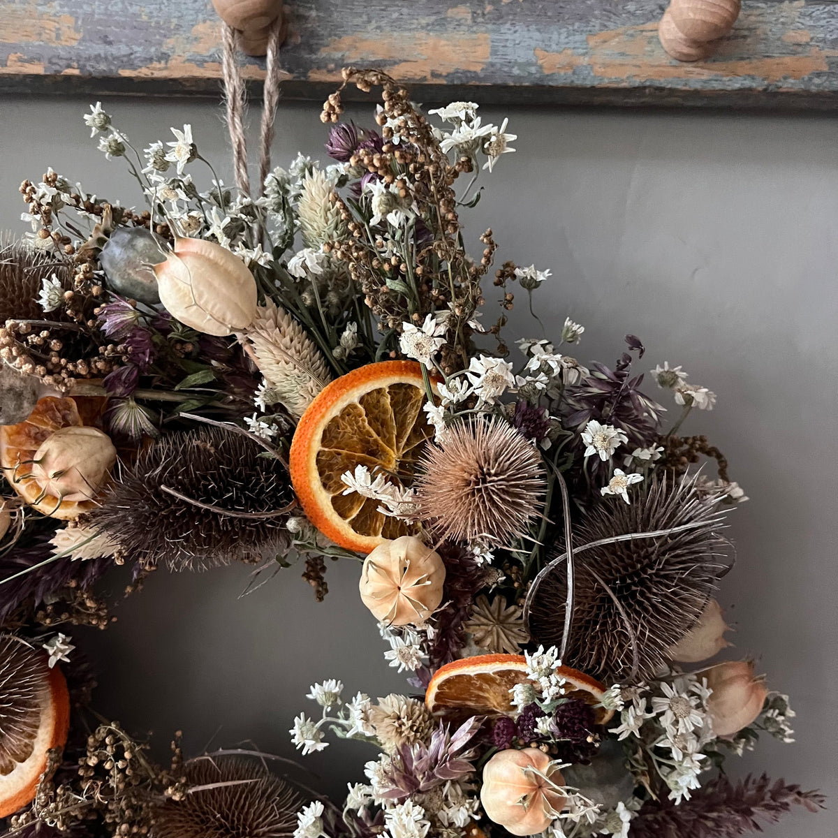 Winter Dried Flower Wreath: Winter door decor | 28cm