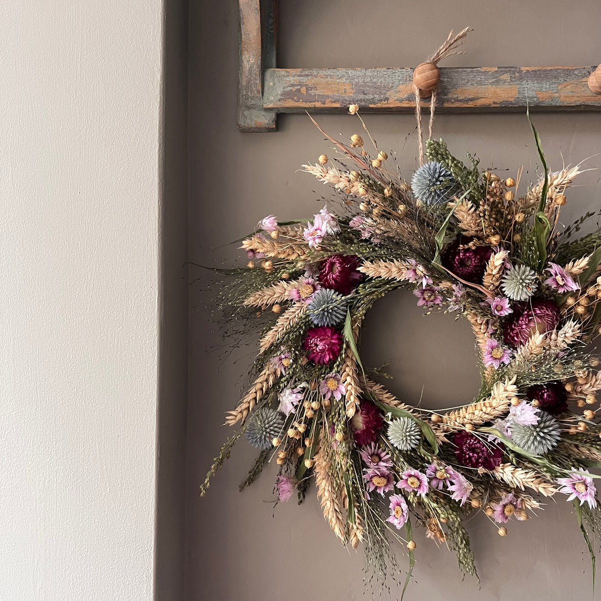 Autumn Dried Flower Wreath | Everlasting Floral Home Decor | 28cm