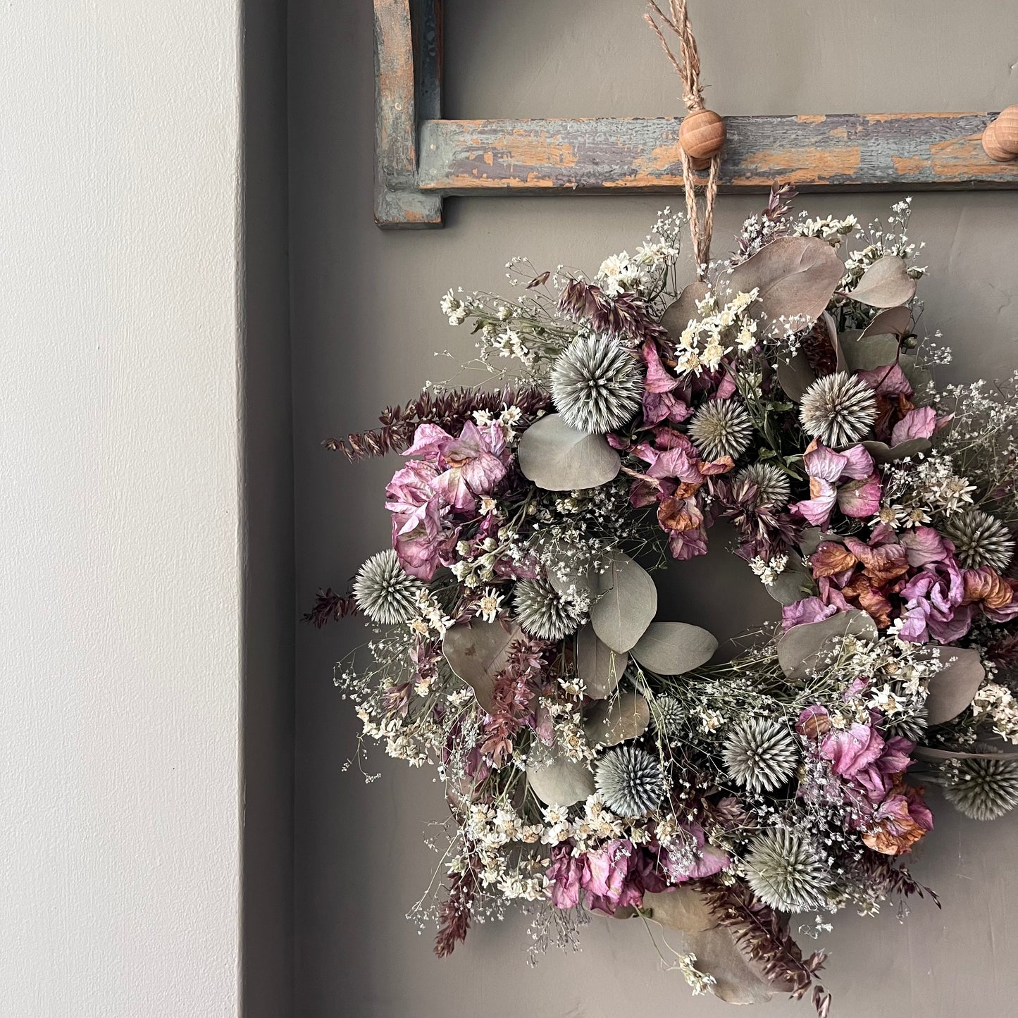 Dried Flower Wreath: Winter Decor - 28cm