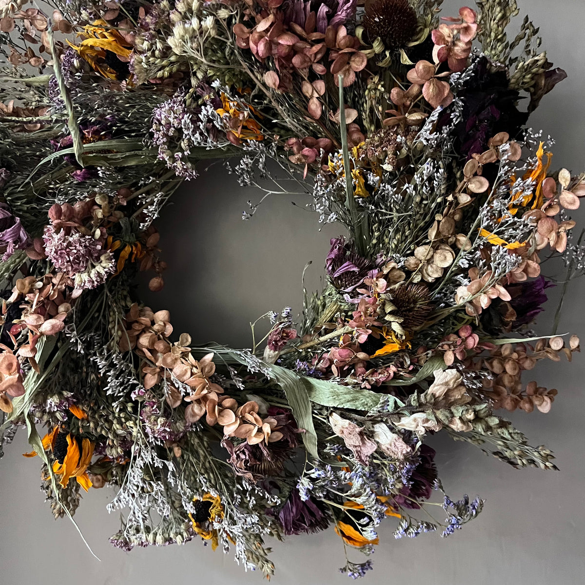 Autumn flower wreath | Dried flowers | Farmhouse home | 28cm
