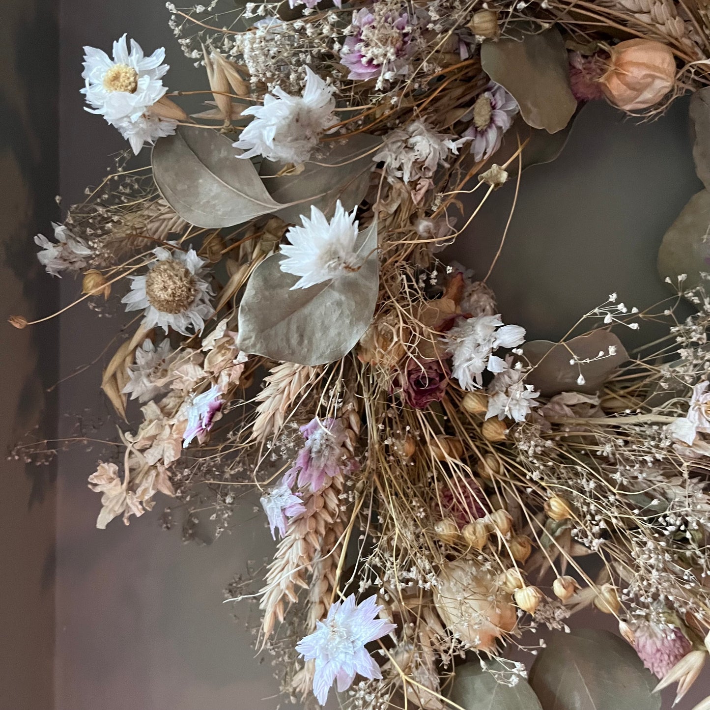 Spring Dried Flower Wreath: 25cm summer Decor