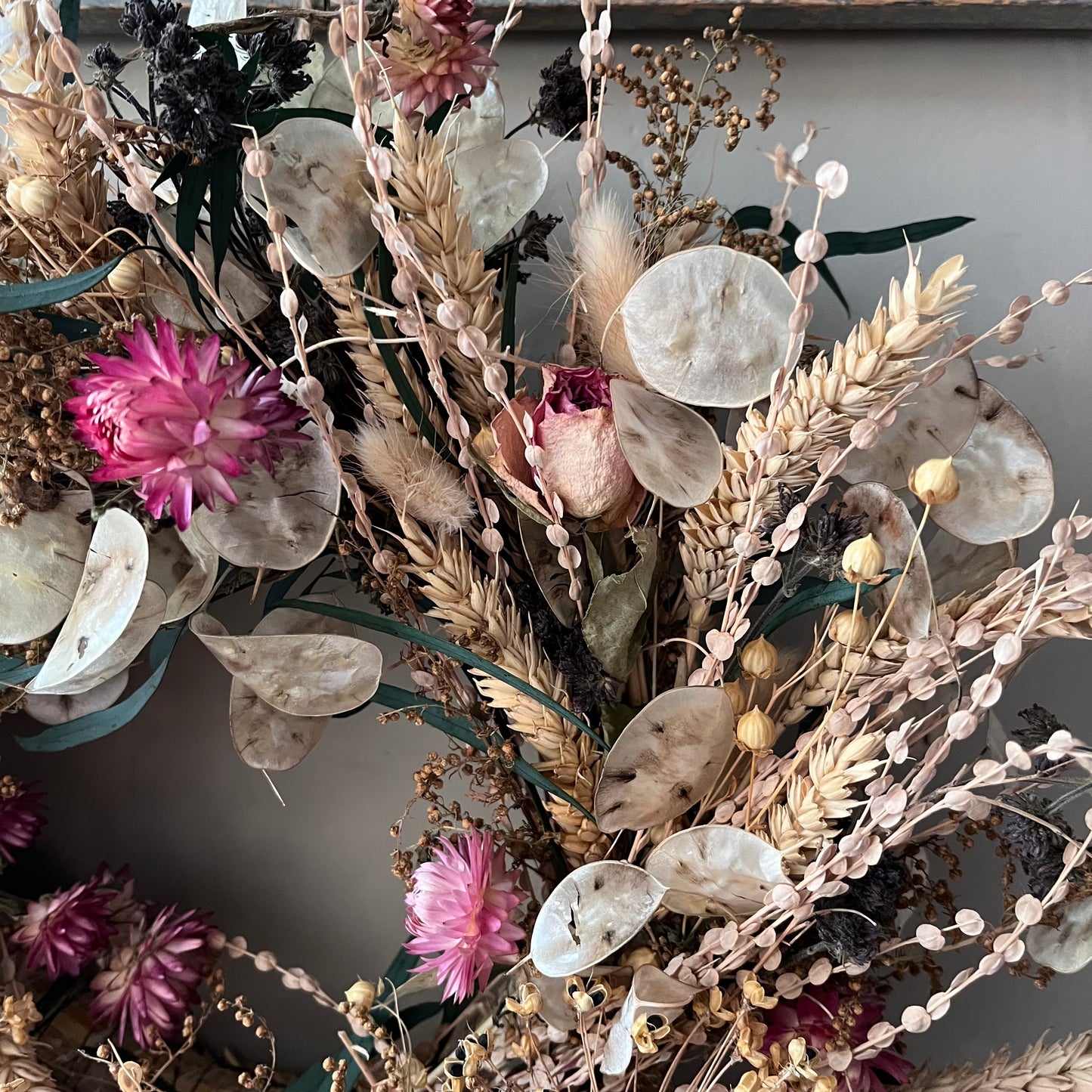 Dried flower spring wreath | summer flower wreath- 34cm