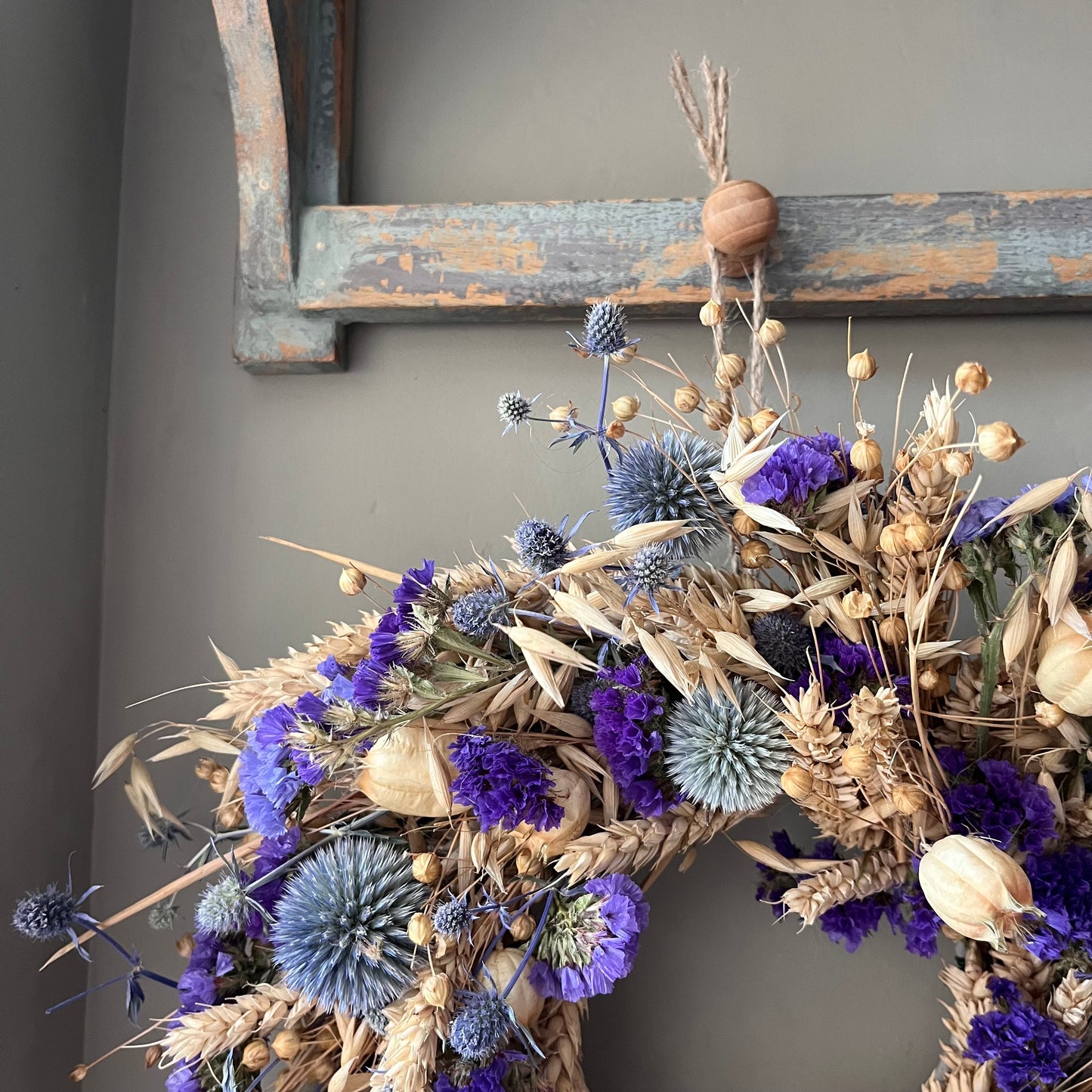 Dried Flower Wreath | Autumn Inspired Everlasting Floral Decor- 28cm