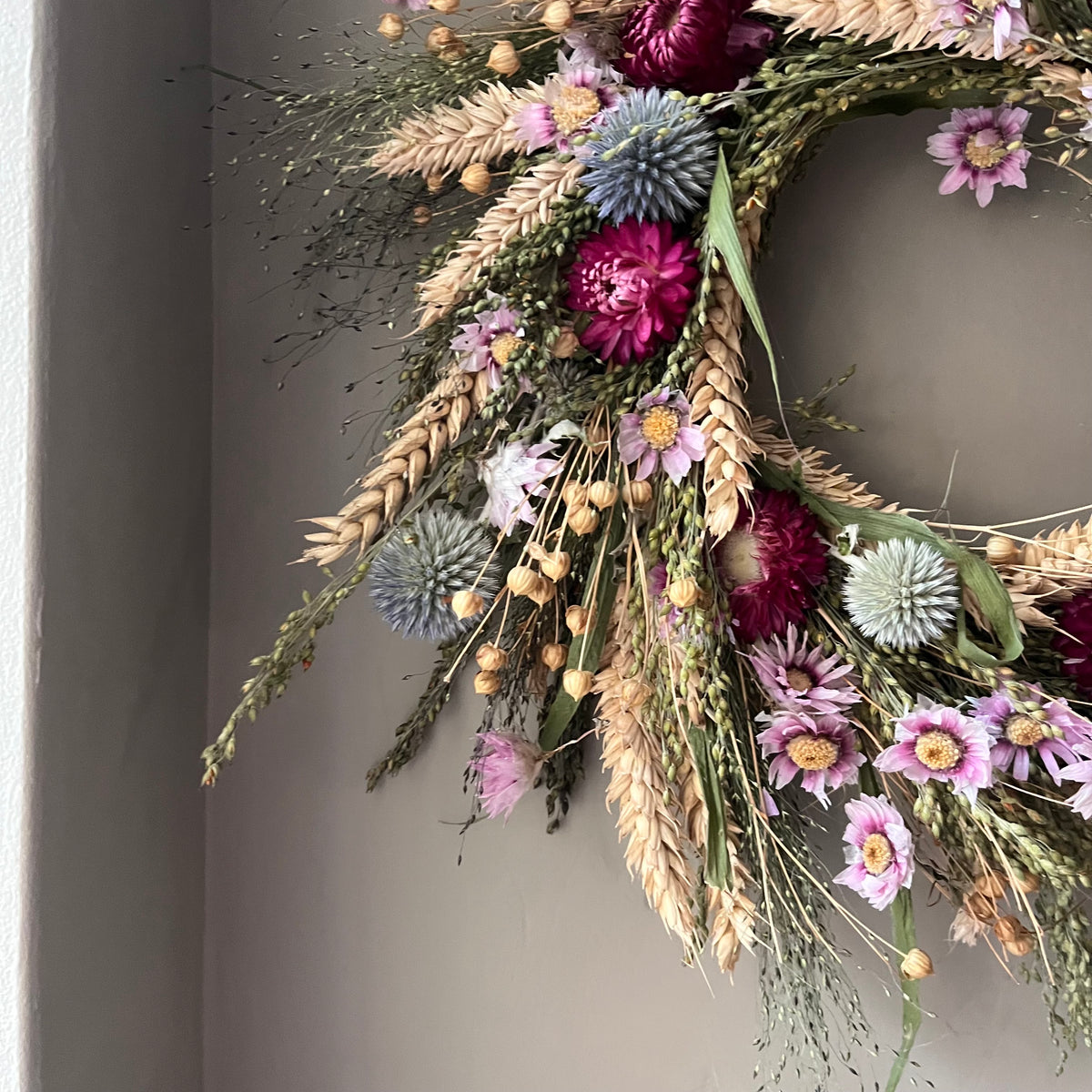 Autumn Dried Flower Wreath | Everlasting Floral Home Decor | 28cm
