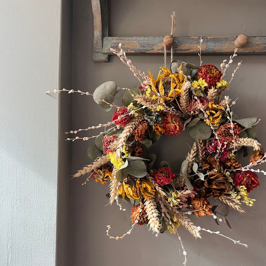 Dried Flower Wreath | Cottagecore Farmhouse Decor, 25cm