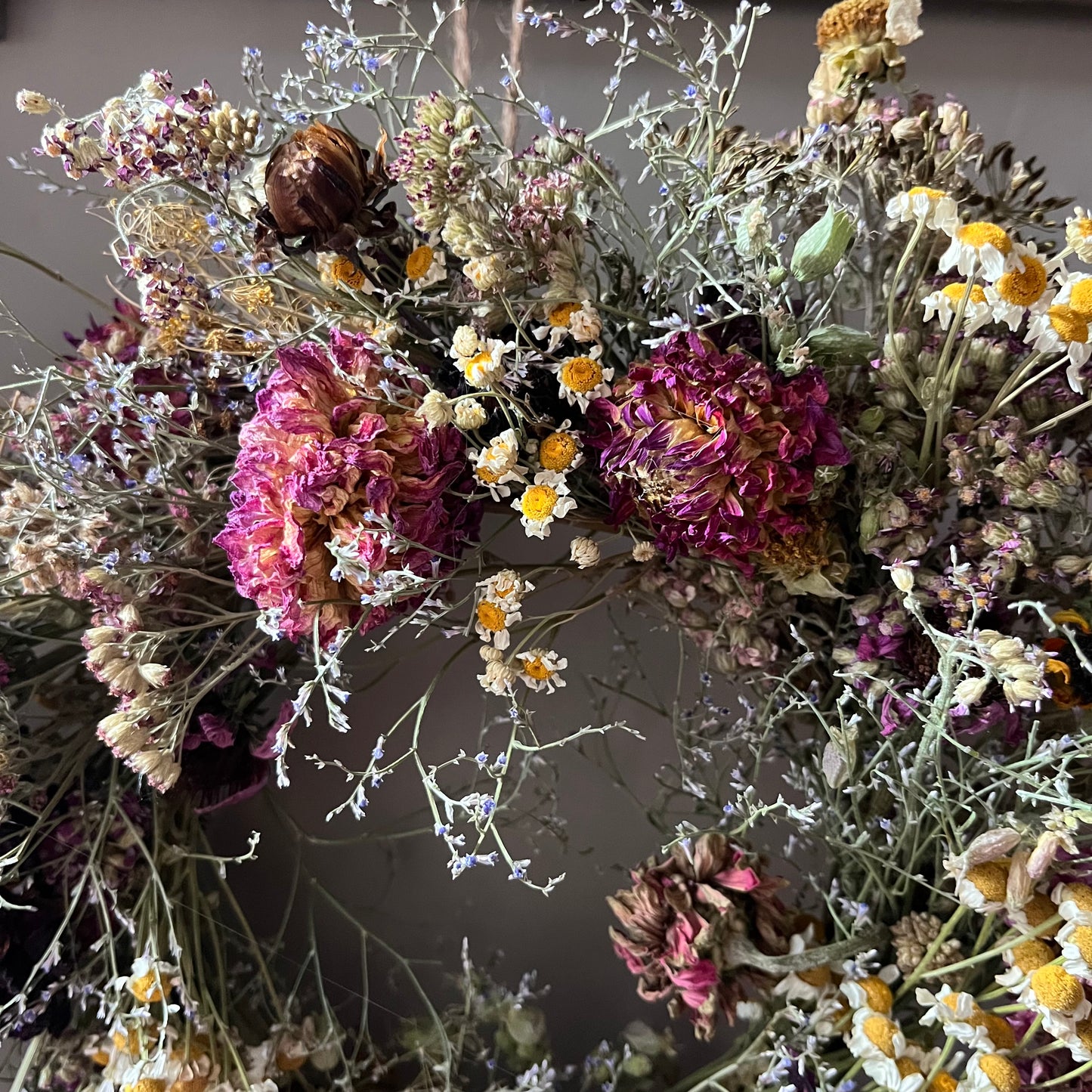 Autumn flower wreath | Dried flowers | Farmhouse home | 25cm