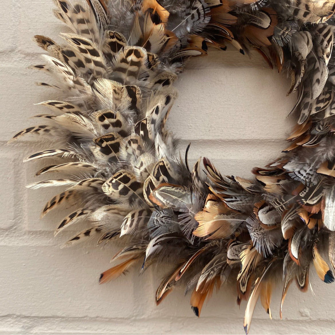Pheasant Feather Wreath | Natural Farmhouse Christmas Decor (27-30cm)