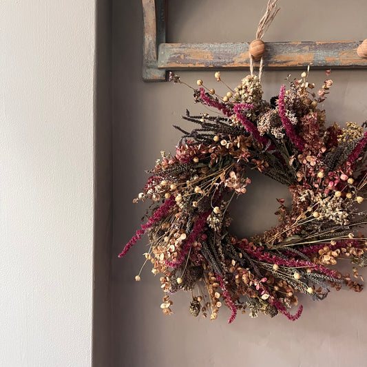 Dried Flower Autumn Wreath | Everlasting Fall Decor | 28cm
