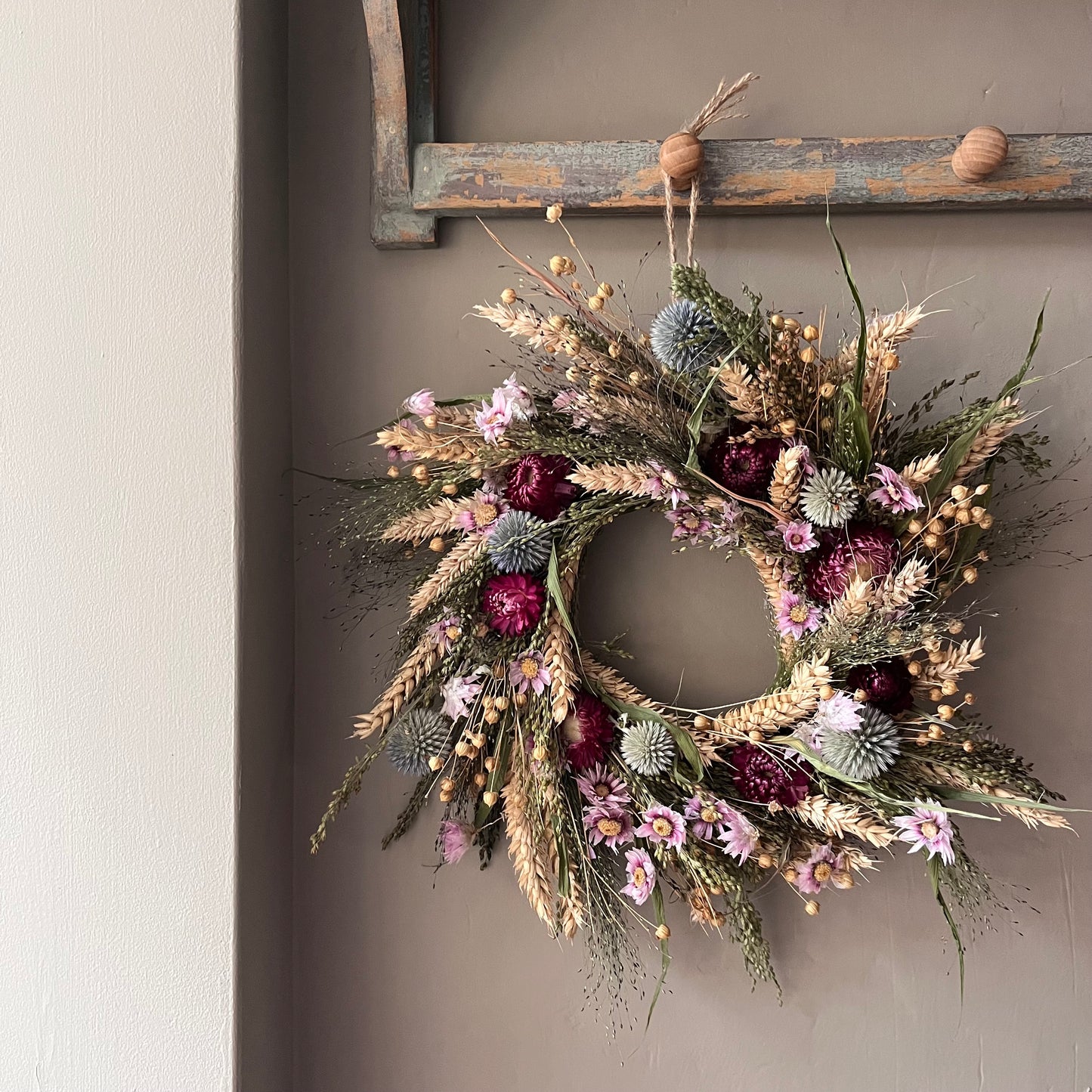 Autumn Dried Flower Wreath | Everlasting Floral Home Decor | 28cm