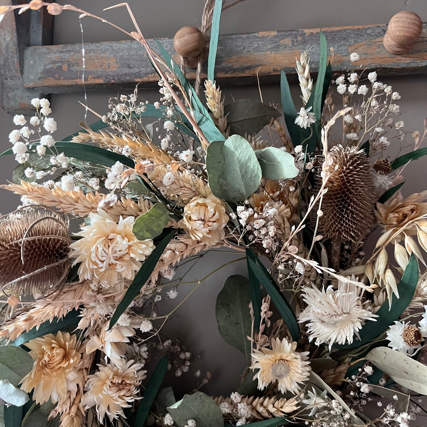 Spring flower wreath | Dried flowers | Farmhouse home | 25cm