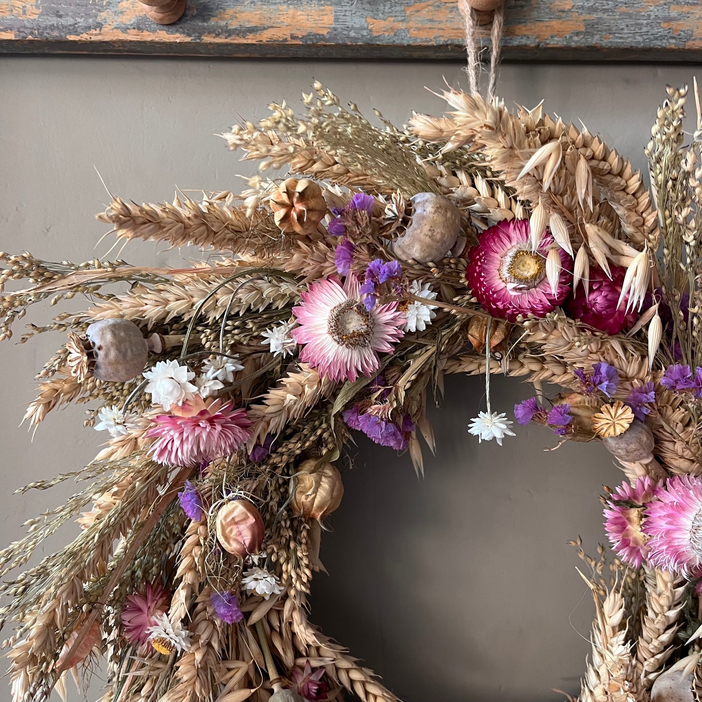 Dried flower wreath | Everlasting flower | Farmhouse style | Farmhouse home | Country living | Farmhouse wreath | Flower wreath | 34cm