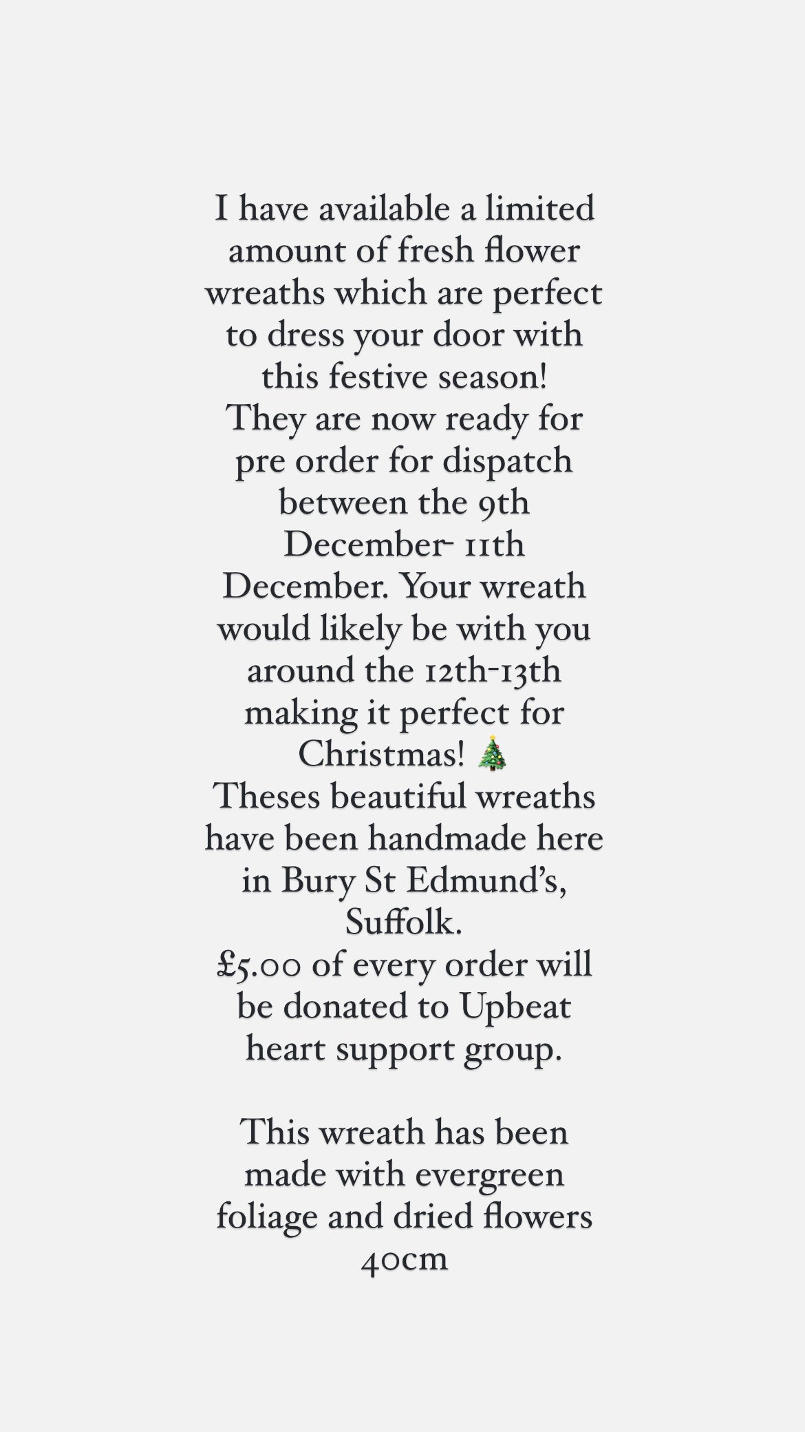 Christmas Wreath Pre-order: Dispatch between 9th December & 11th December