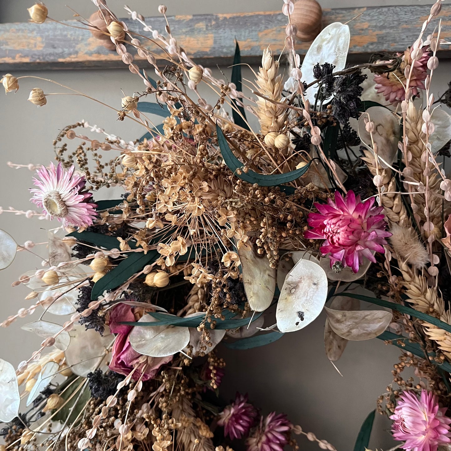 Dried flower spring wreath | summer flower wreath- 34cm