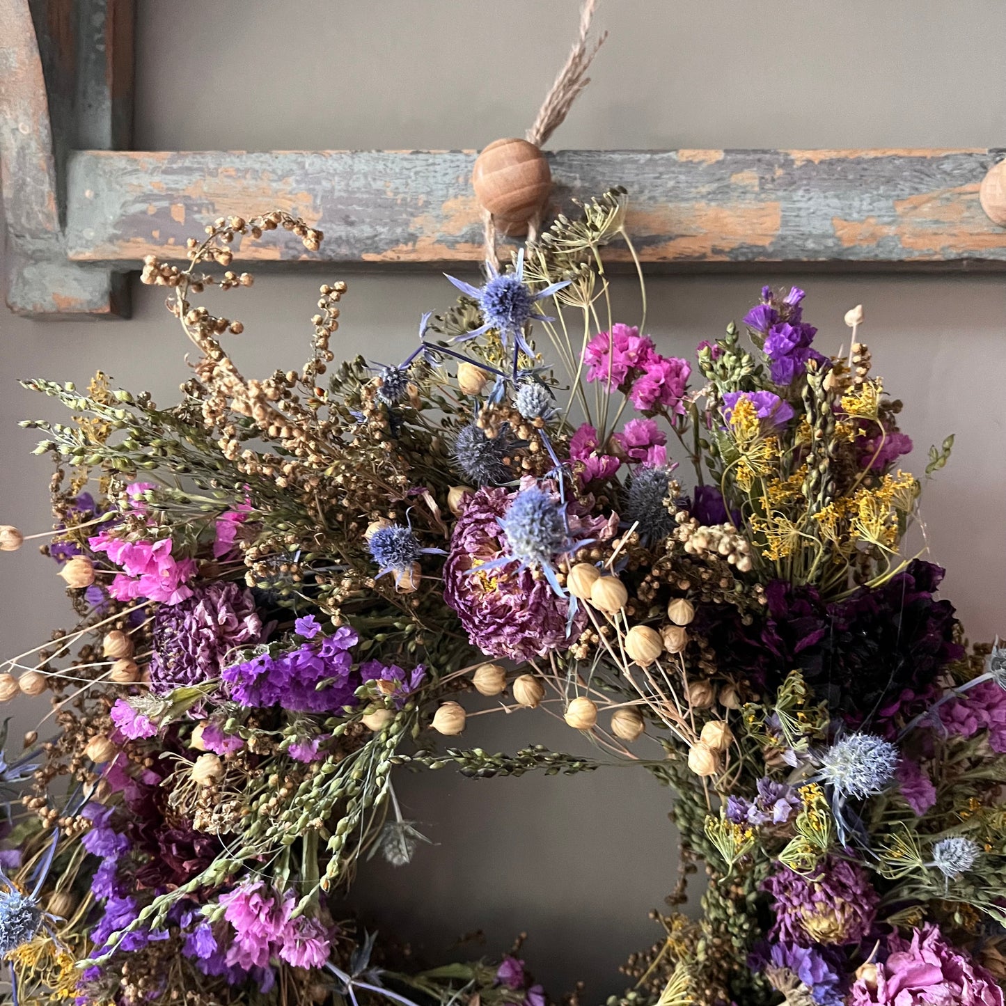 Colourful Autumn Dried Flower Wreath- 28cm