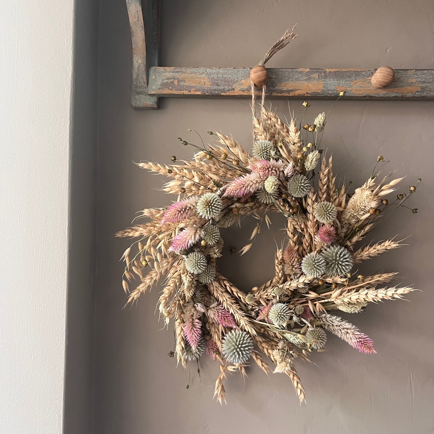 Dried Flower Spring Wreath | Farmhouse Wall Decor (25cm)