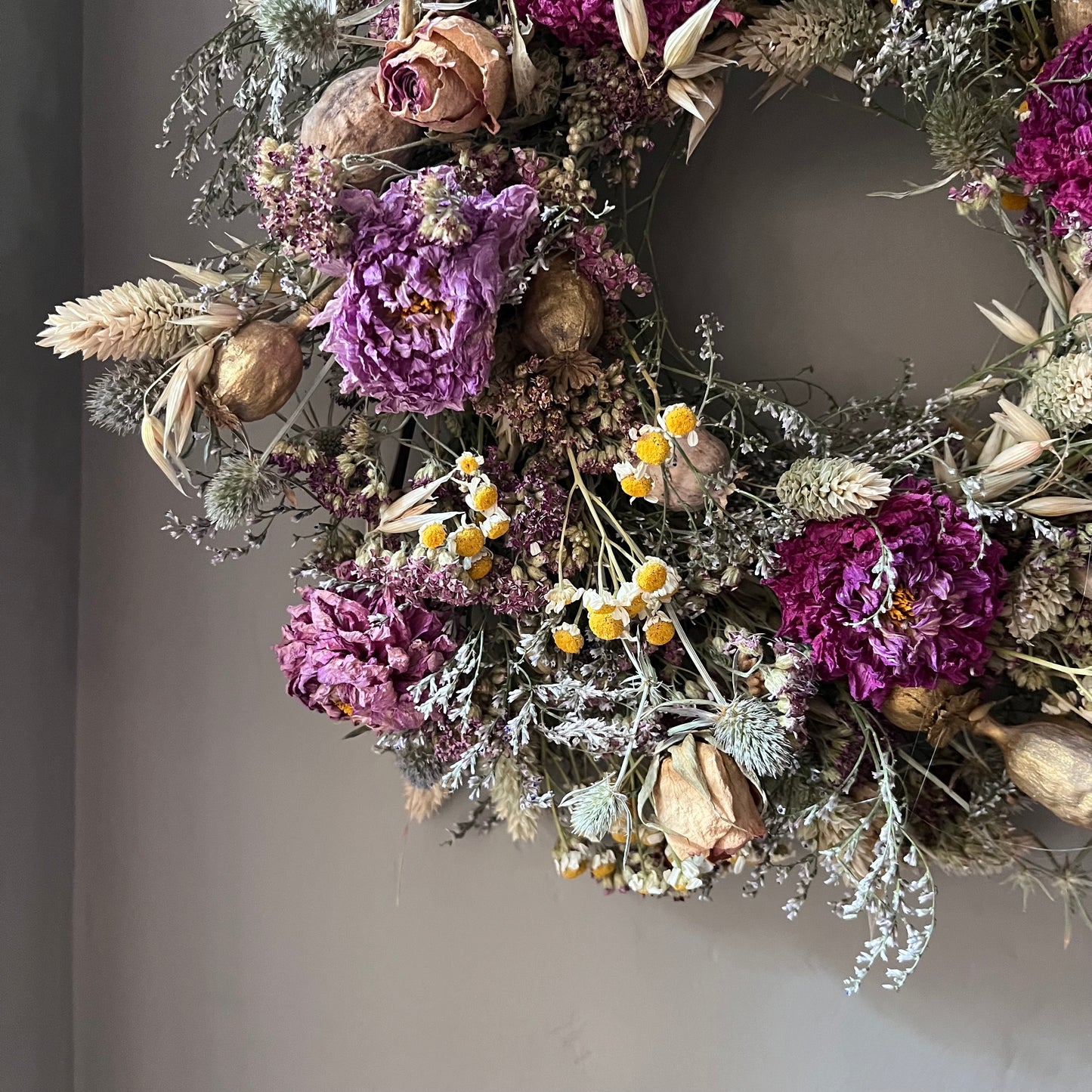 Everlasting Autumnal Dried Flower Wreath- 28cm