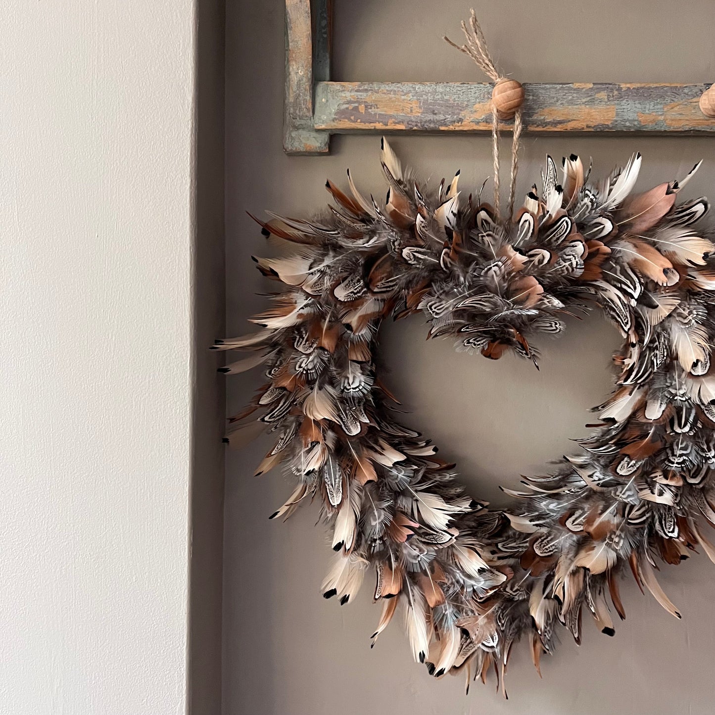 Feather Heart Wreath | Farmhouse Wall Decor | Country living home decor