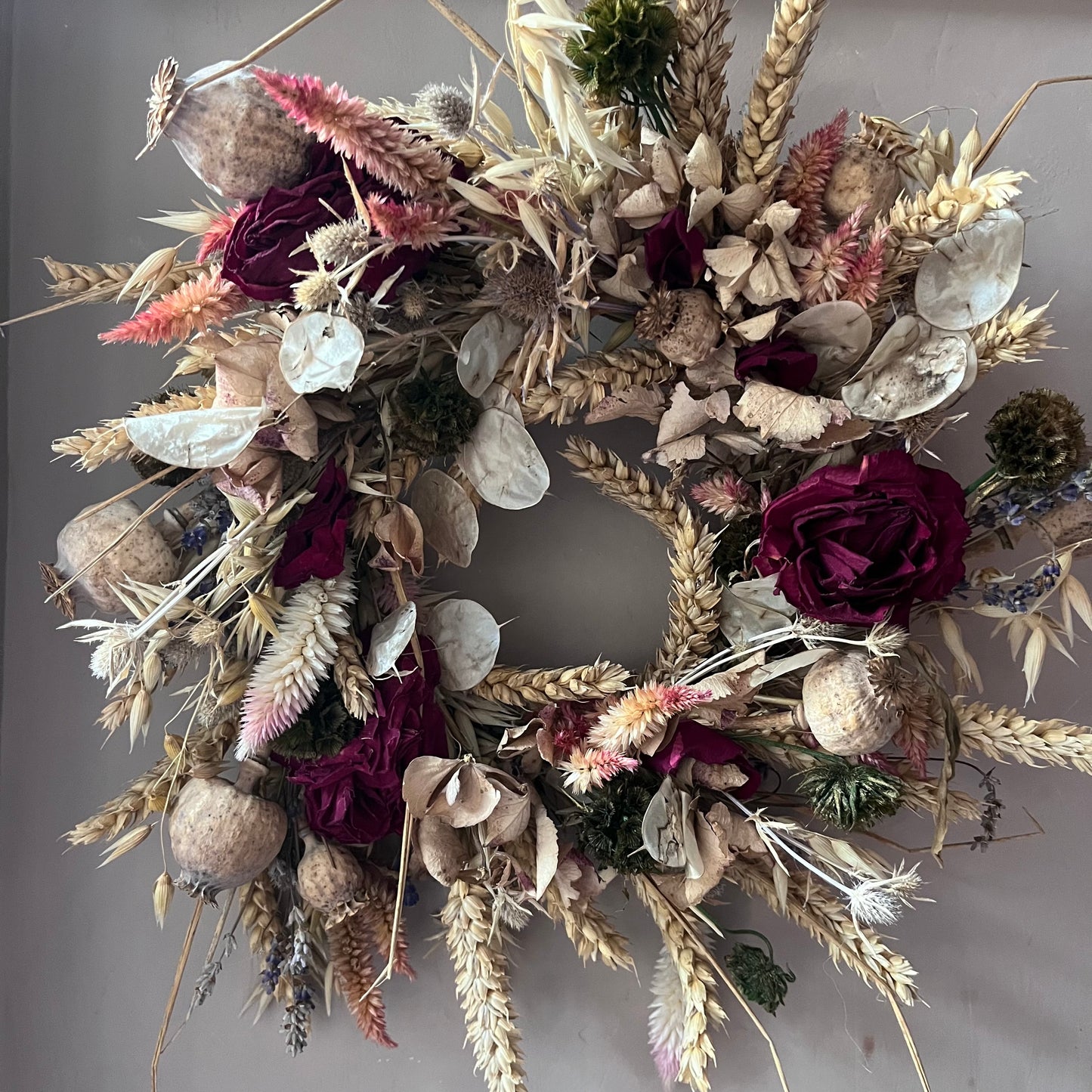 Everlasting flower | Spring inspired decor | Spring dried flowers | Small Dried Flower Wreath | Everlastings | Easter Home Decor | 25cm