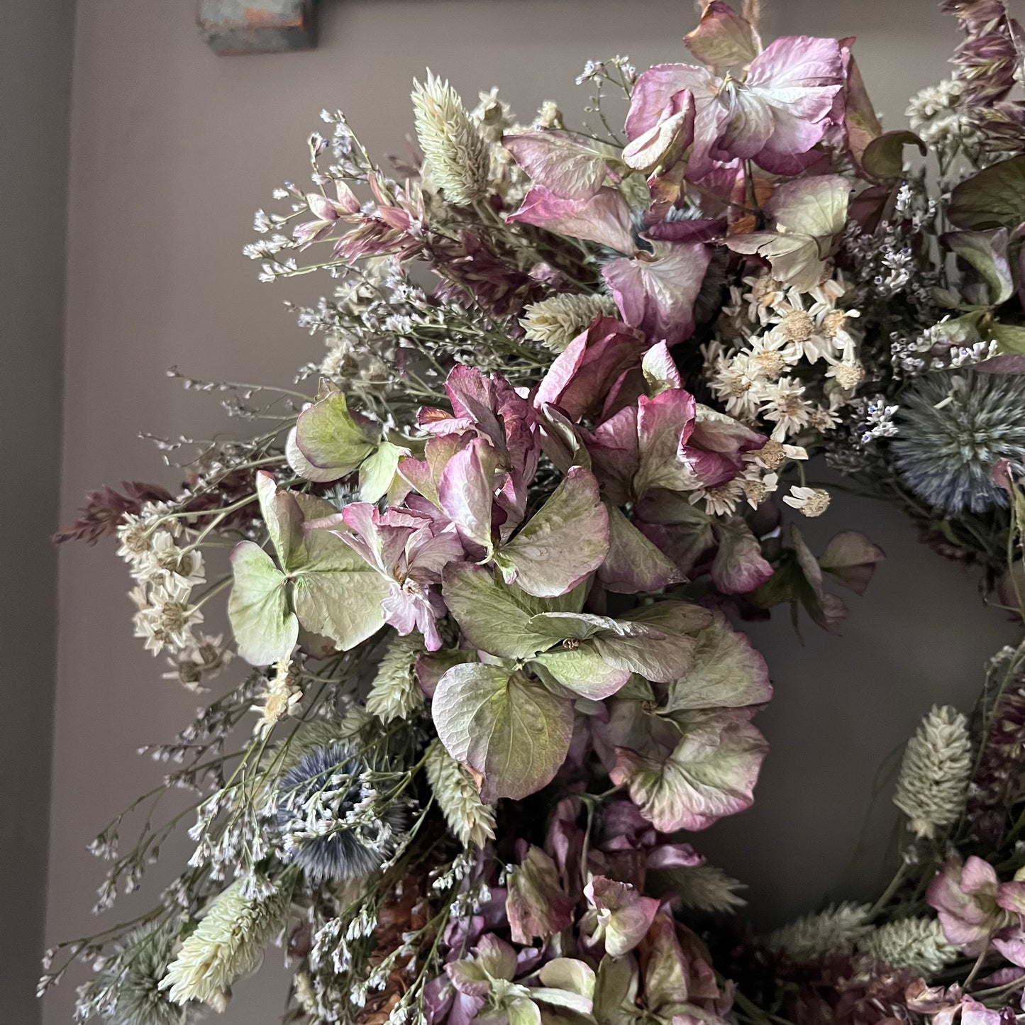 Summer Dried Flower Wreath: Farmhouse home Decor, 25cm