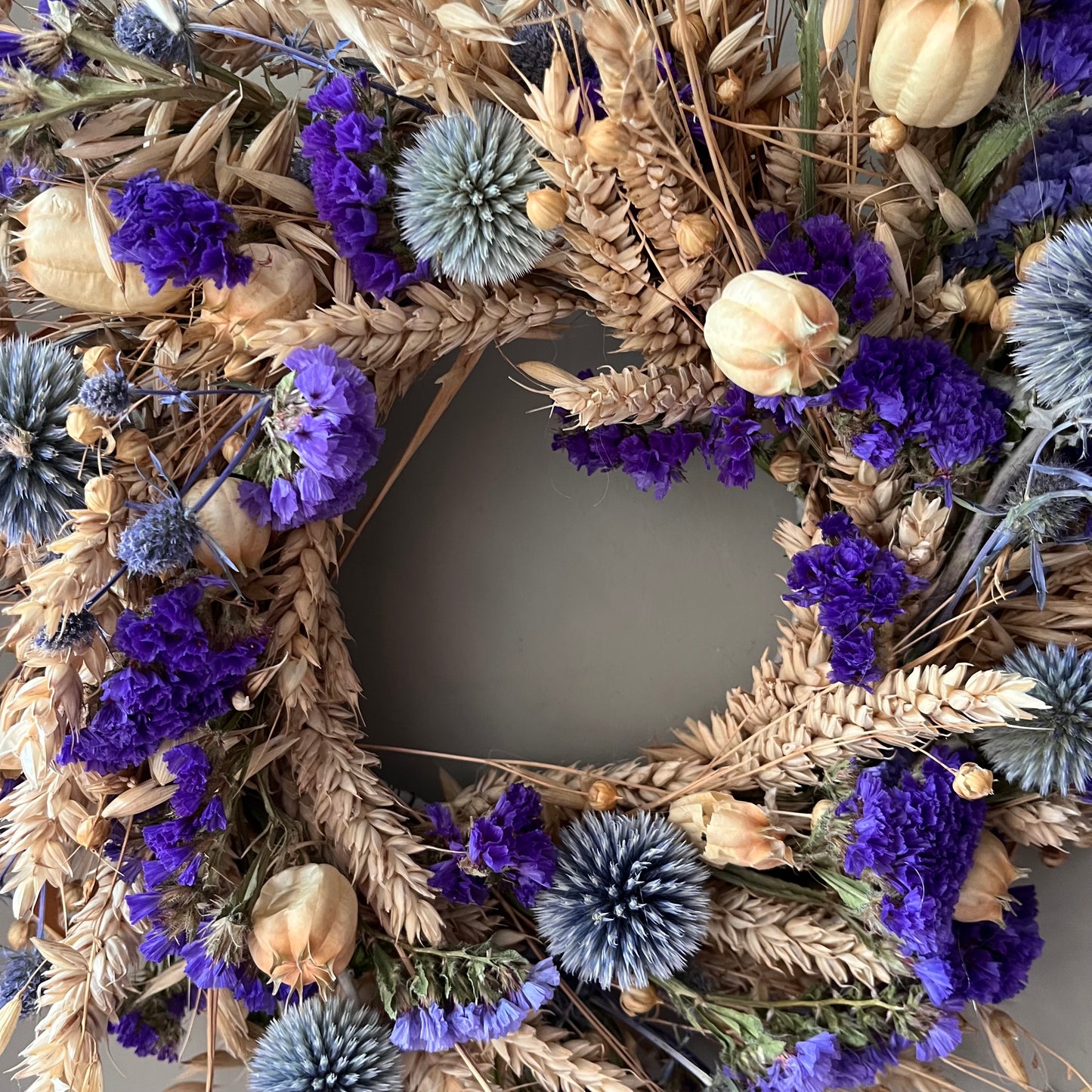 Dried Flower Wreath | Autumn Inspired Everlasting Floral Decor- 28cm