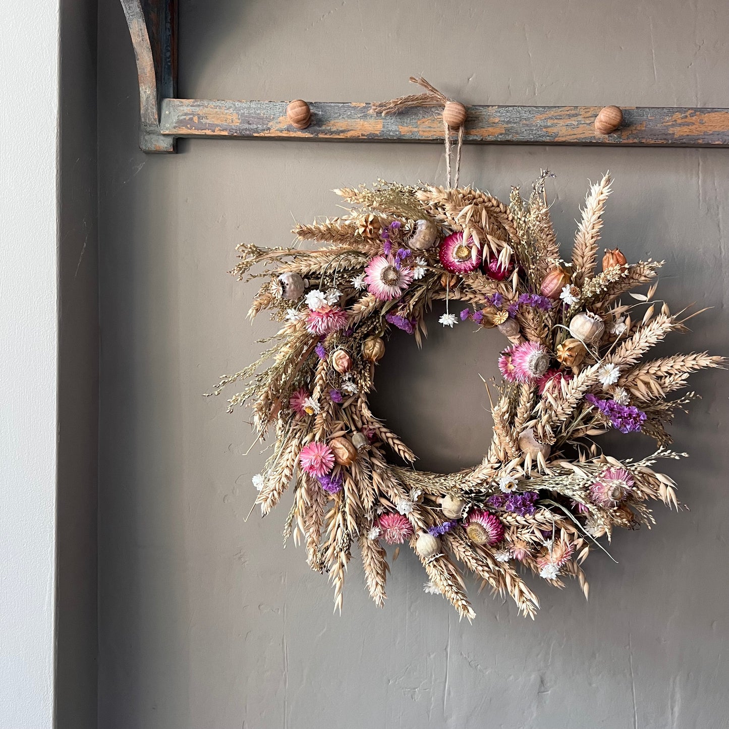 Dried flower wreath | Everlasting flower | Farmhouse style | Farmhouse home | Country living | Farmhouse wreath | Flower wreath | 34cm
