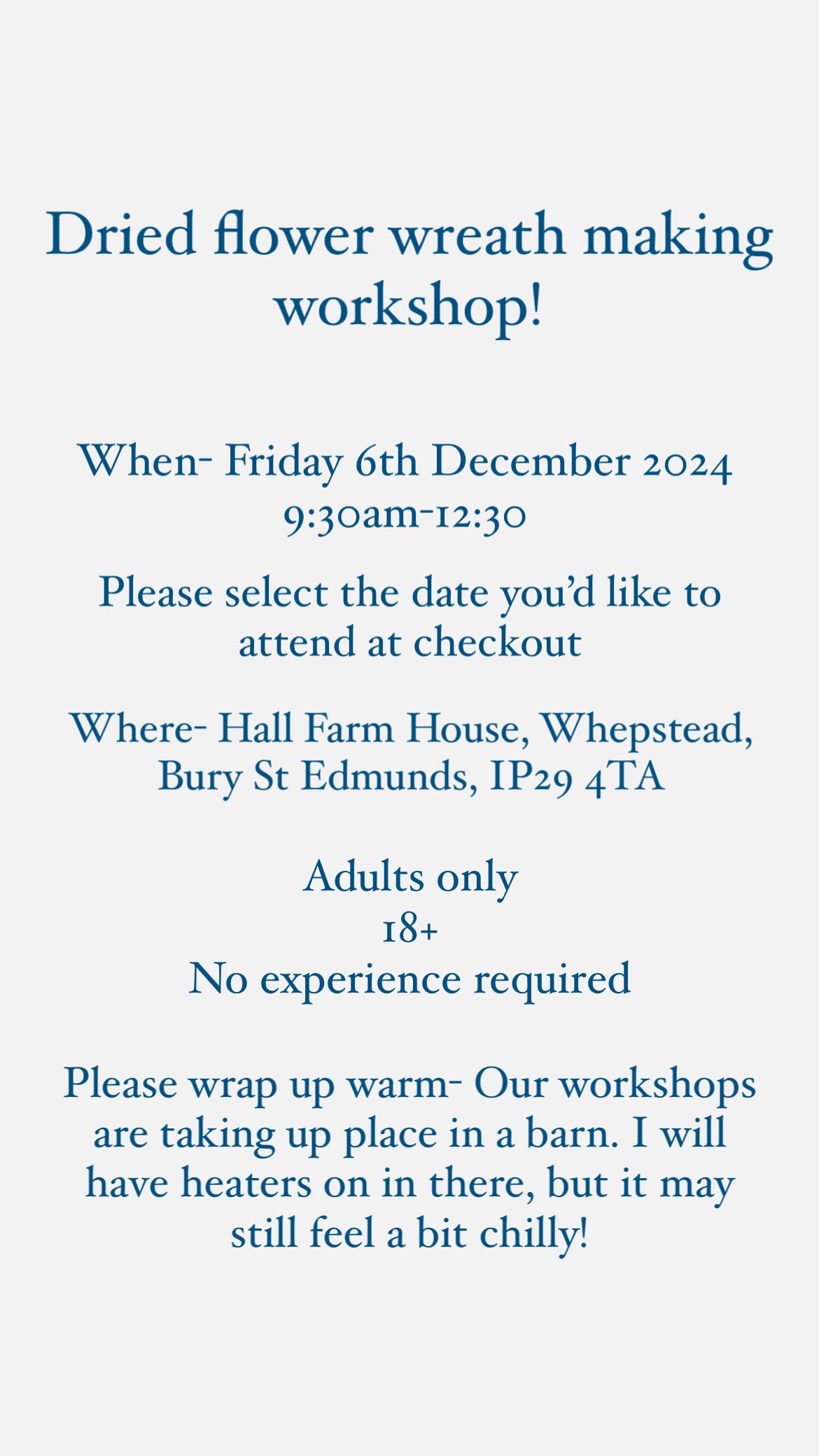 Dried flower wreath making workshops