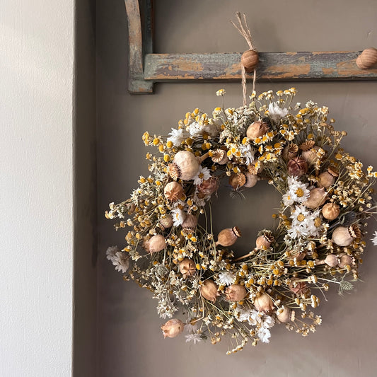 Handcrafted Dried Flower Wreath | Rustic Farmhouse Wall Hanging-28cm