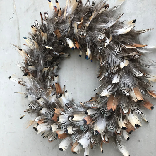 Wreath | Feather wreath | Wedding favour | Front door wreath | Cottage decor | Kitchen wreath | Winter wreath | Porch decor | 25-30cm