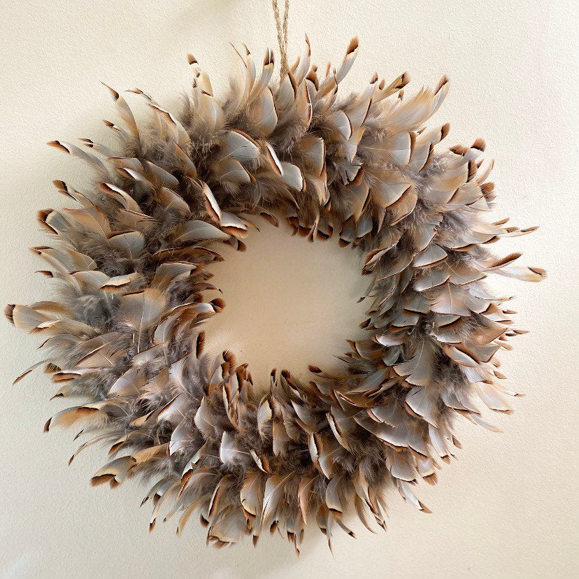 Feather wreath | Door wreath | Farmhouse wreath | Housewarming gift | Country wreath | Winter wreath | Rustic Winter | 30-35cm