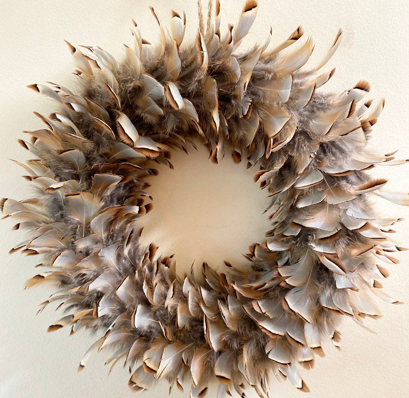 Feather wreath | Door wreath | Farmhouse wreath | Housewarming gift | Country wreath | Winter wreath | Rustic Winter | 30-35cm