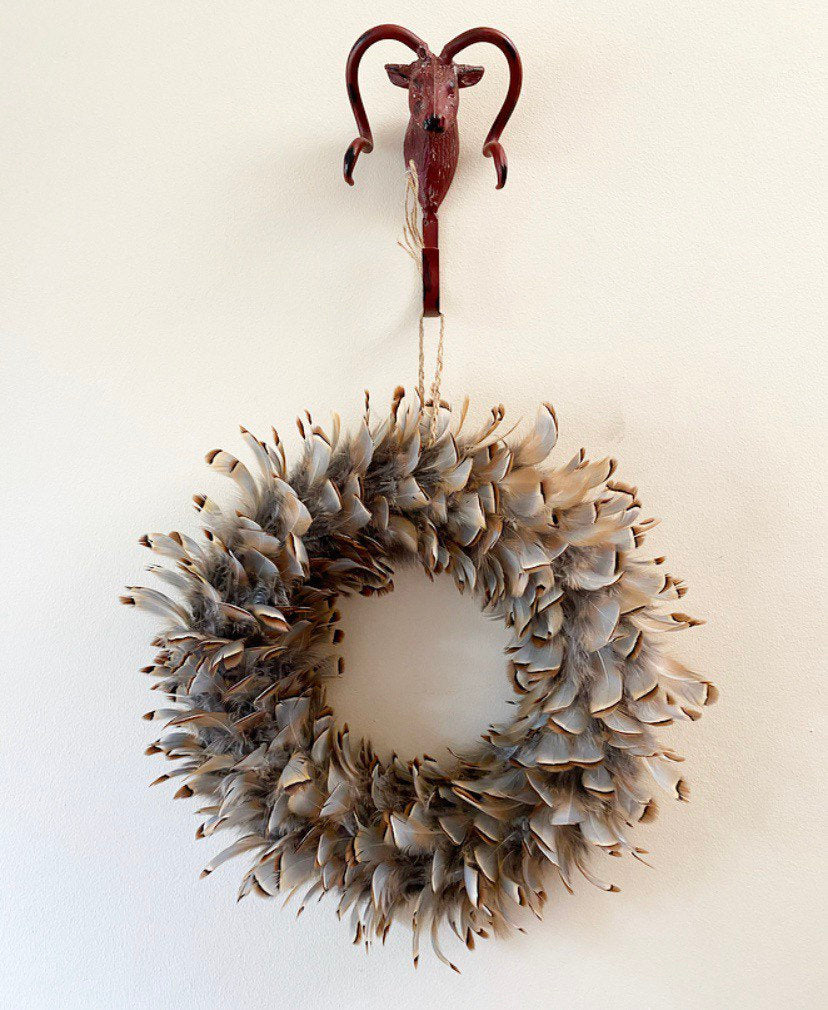 Feather wreath | Door wreath | Farmhouse wreath | Housewarming gift | Country wreath | Winter wreath | Rustic Winter | 30-35cm