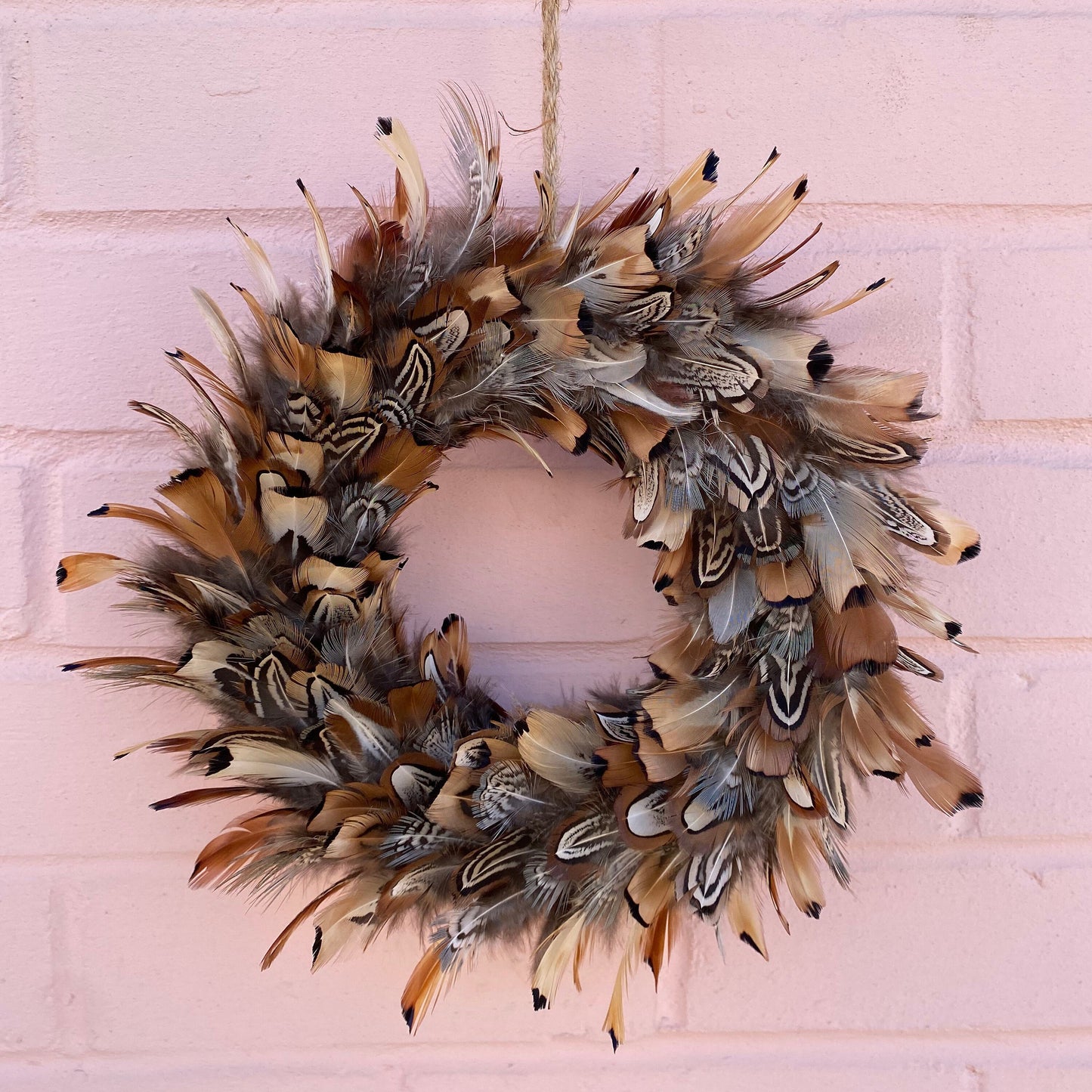 Feather wreath | Farmhouse wreath | Farmhouse decor | Country wreath | Front door wreath | Autumn wreath | Fall | Fall wreath | 20-25cm