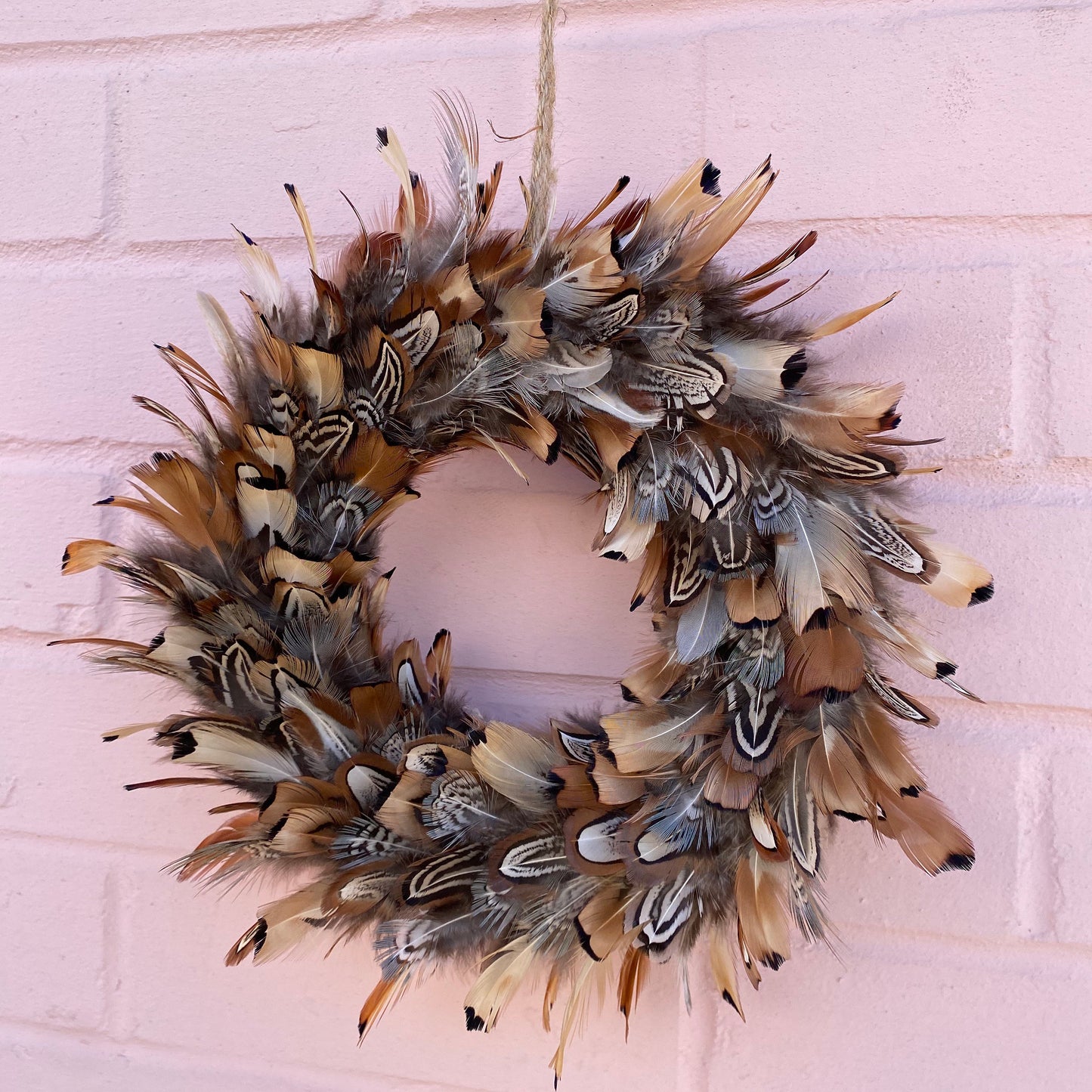 Feather wreath | Farmhouse wreath | Farmhouse decor | Country wreath | Front door wreath | Autumn wreath | Fall | Fall wreath | 20-25cm