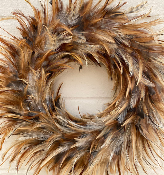 Wreath | Feather wreath | Wedding favour | Front door wreath | Autumn wreath | Autumn decorations | Autumnal home | 25-30cm