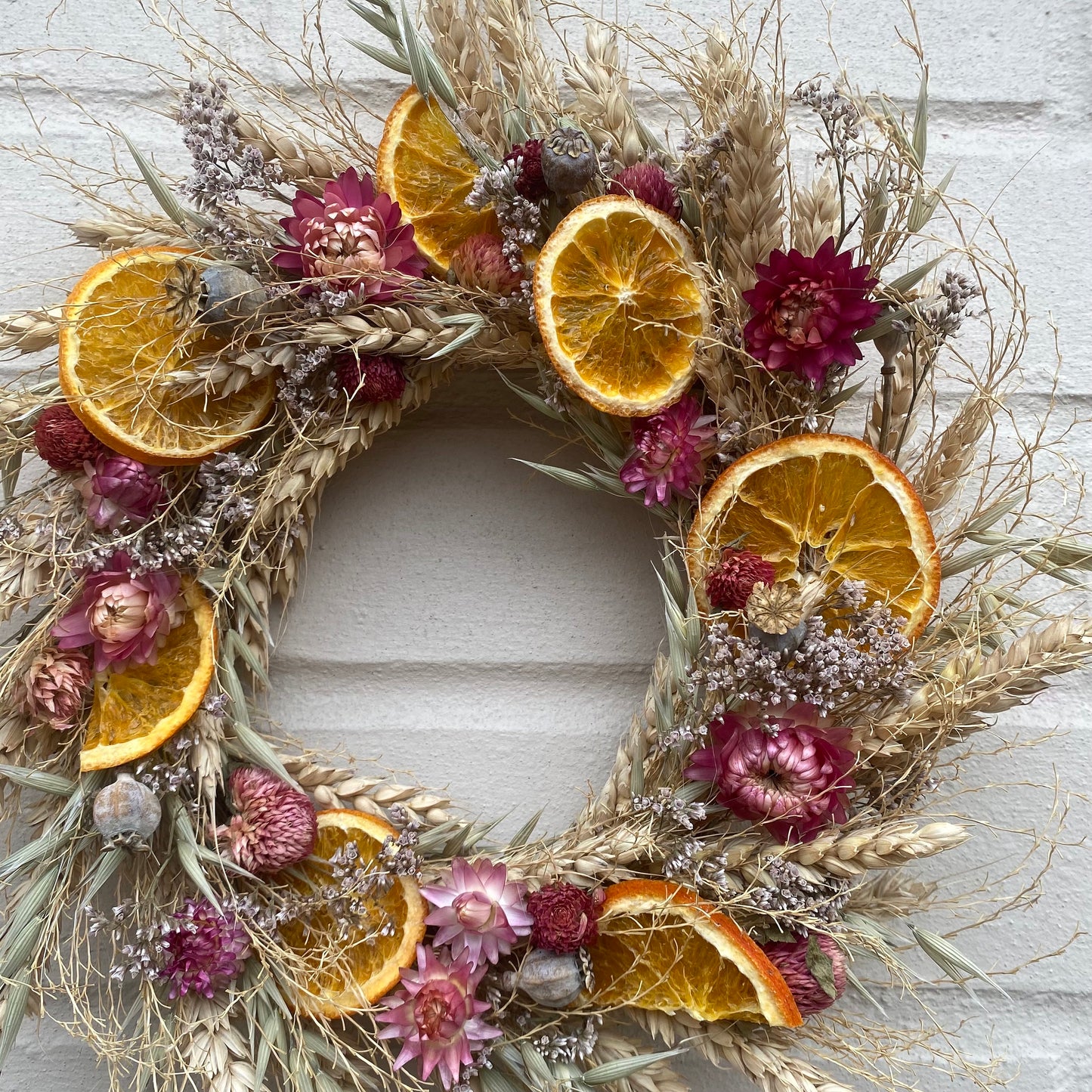 Dried flower wreath | Decor for the home | Flower decor|Farmhouse style | Farmhouse home | Country living | Farmhouse wreath | 22cm