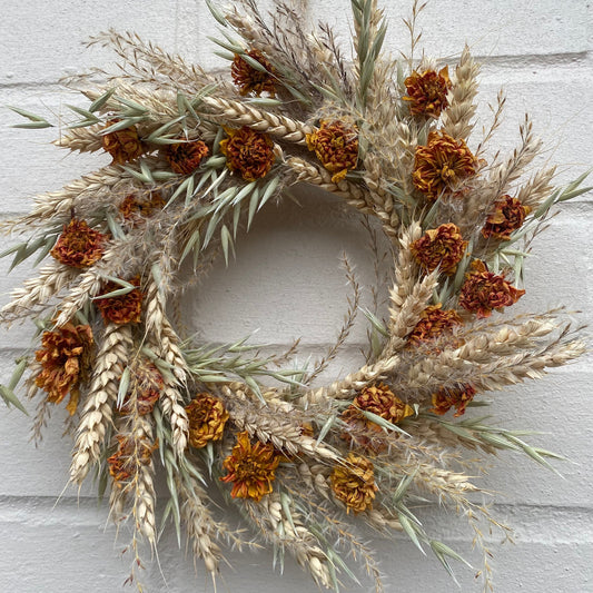 Everlasting flower | Dried flowers | Farmhouse style | Farmhouse home | Country living | Front door decor | Farmhouse wreath | 23cm