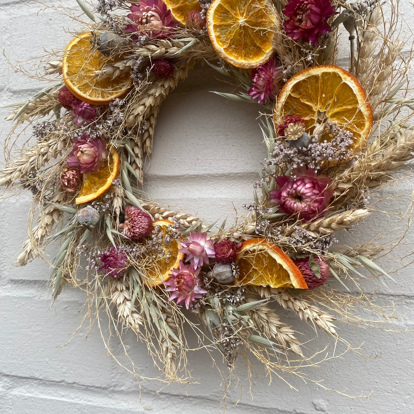 Dried flower wreath | Decor for the home | Flower decor|Farmhouse style | Farmhouse home | Country living | Farmhouse wreath | 22cm