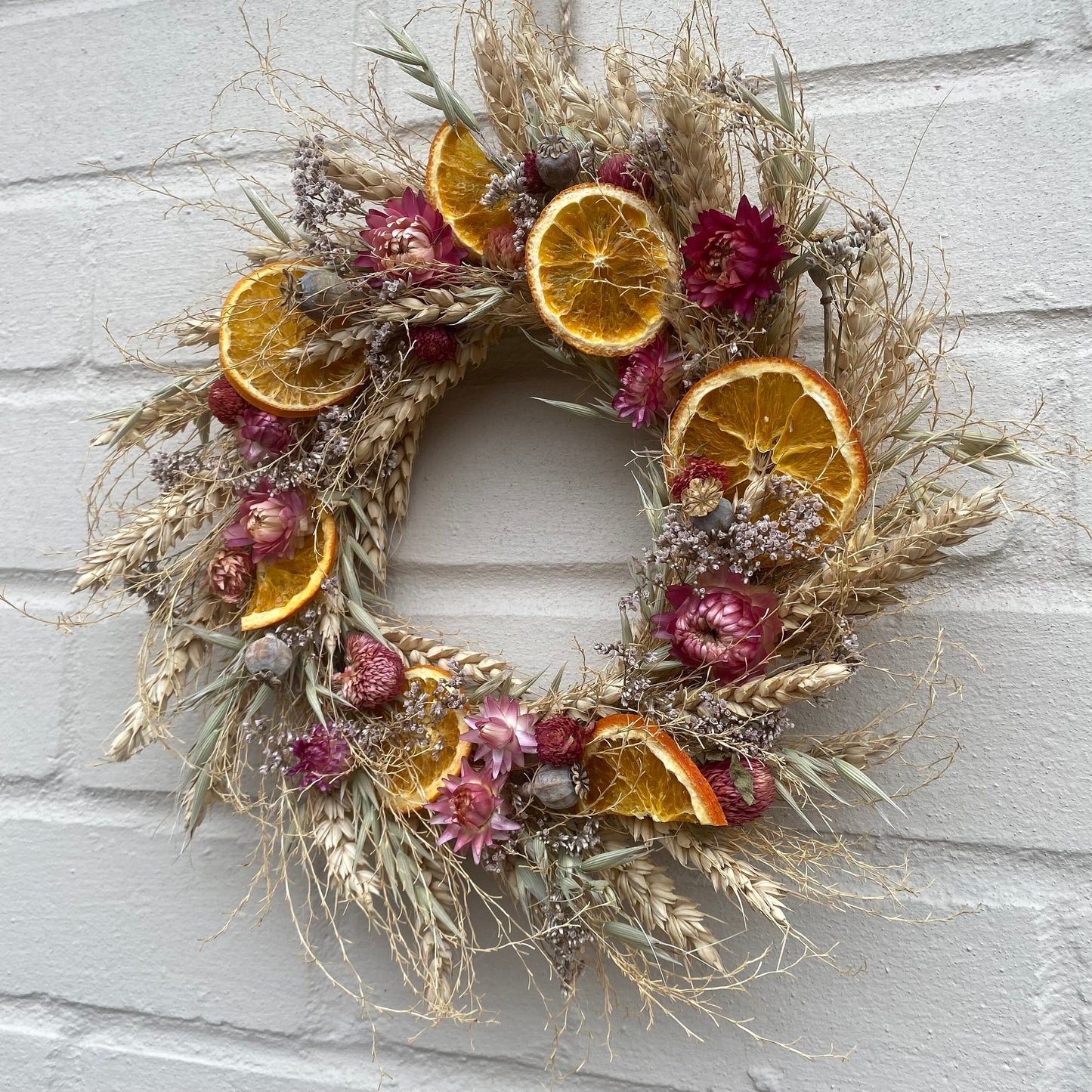 Dried flower wreath | Decor for the home | Flower decor|Farmhouse style | Farmhouse home | Country living | Farmhouse wreath | 22cm