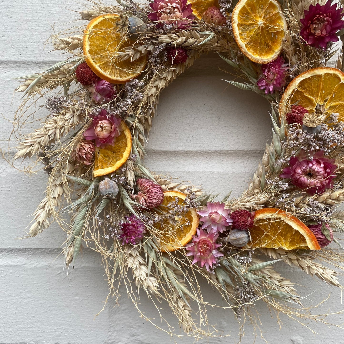 Dried flower wreath | Decor for the home | Flower decor|Farmhouse style | Farmhouse home | Country living | Farmhouse wreath | 22cm