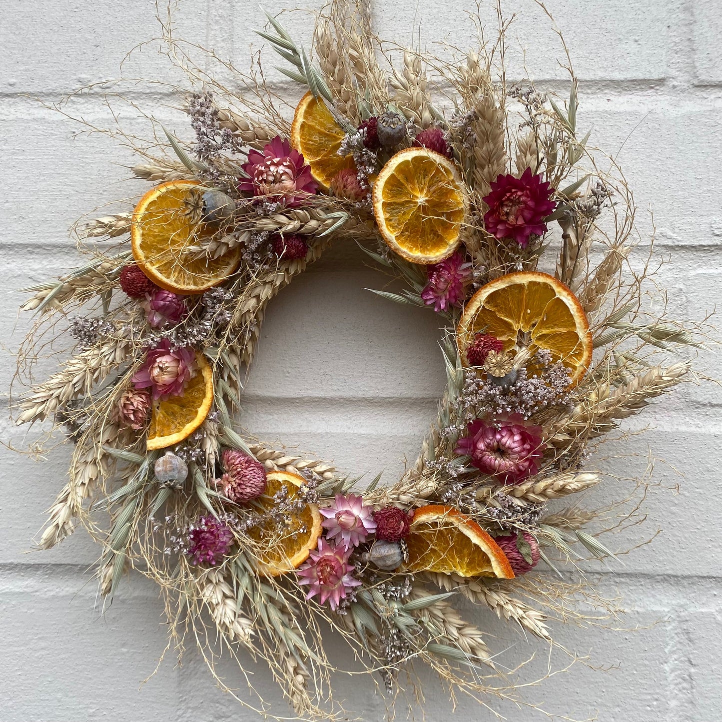 Dried flower wreath | Decor for the home | Flower decor|Farmhouse style | Farmhouse home | Country living | Farmhouse wreath | 22cm