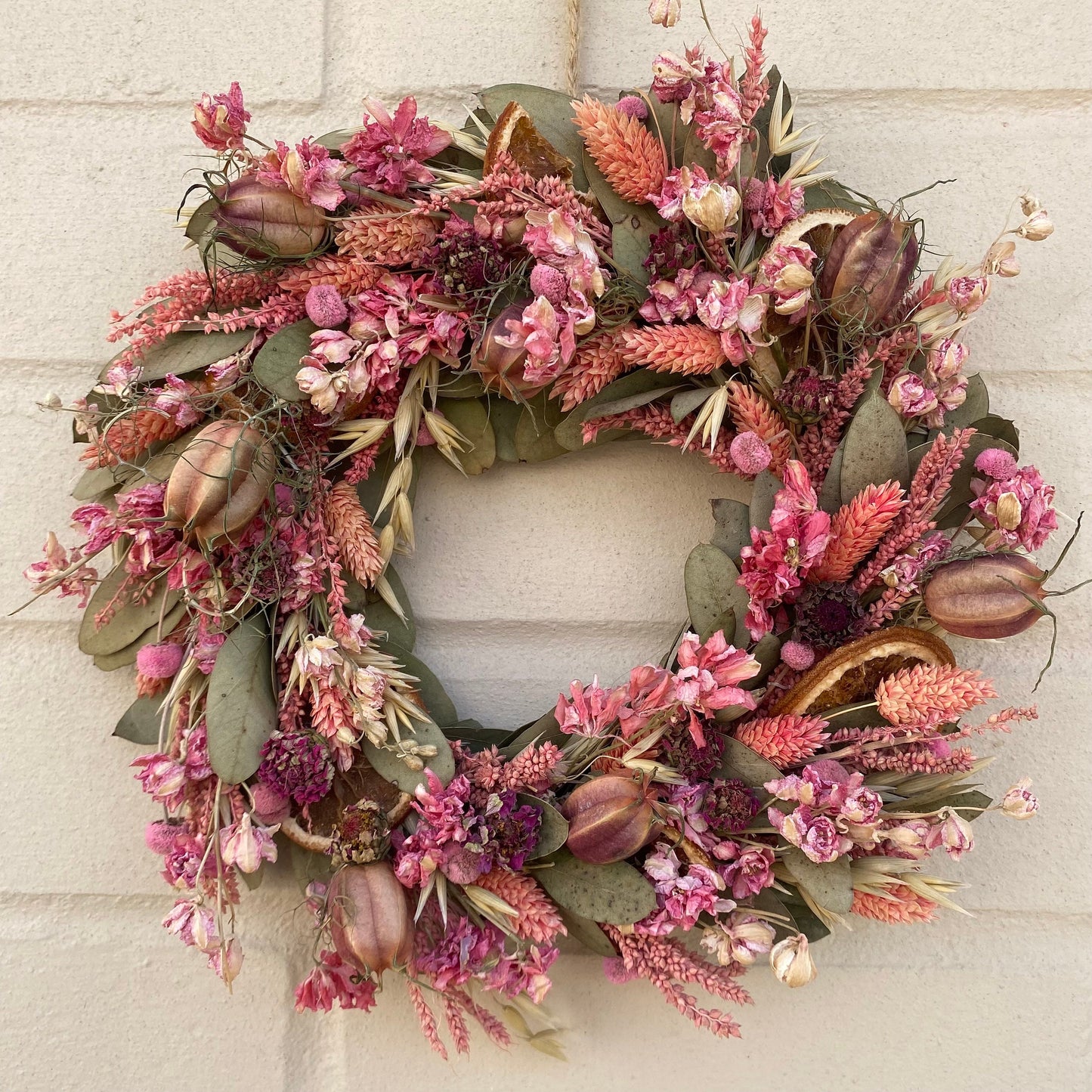 Everlasting flower | Dried flower | Farmhouse style | | Farmhouse wreath | Autumnal wreath | 22cm