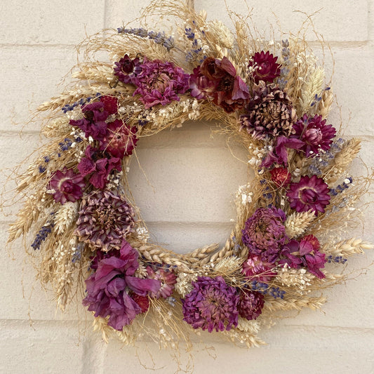 Everlasting flower | Dried flowers | Cottage wreath | Cottage décor | Country living | Autumnal door décor | 22cm