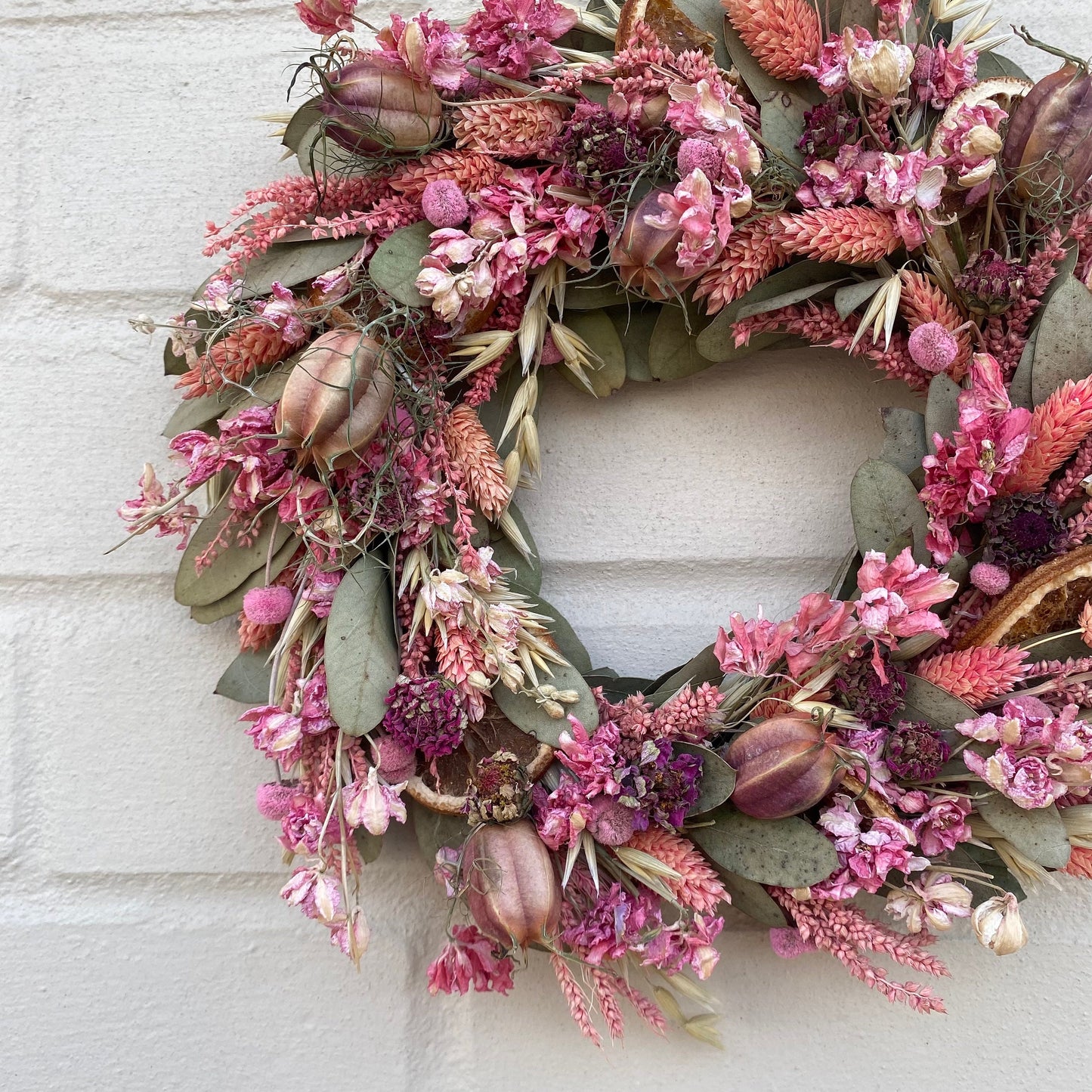 Everlasting flower | Dried flower | Farmhouse style | | Farmhouse wreath | Autumnal wreath | 22cm