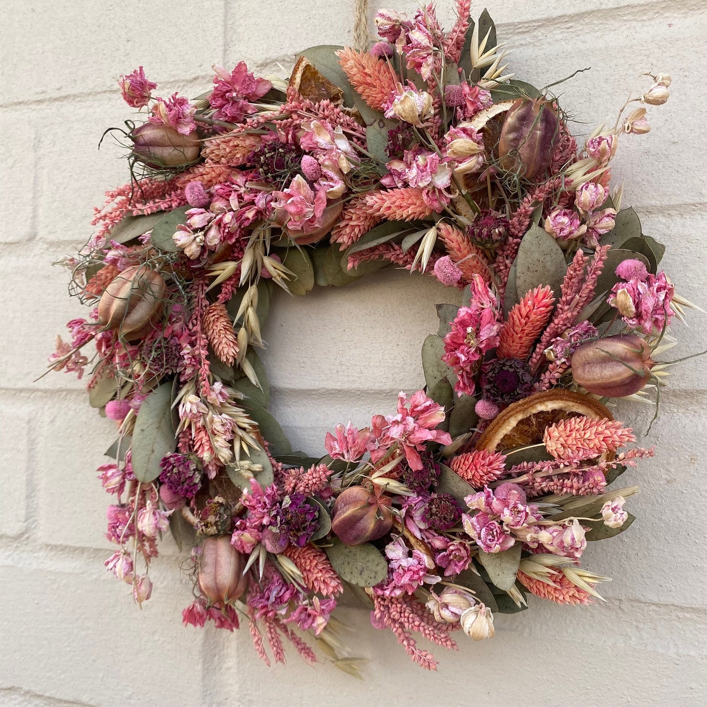 Everlasting flower | Dried flower | Farmhouse style | | Farmhouse wreath | Autumnal wreath | 22cm