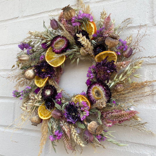 Everlasting flower | Dried flowers | Farmhouse style | Farmhouse home | Country living | Front door decor | Farmhouse wreath | 25x25cm