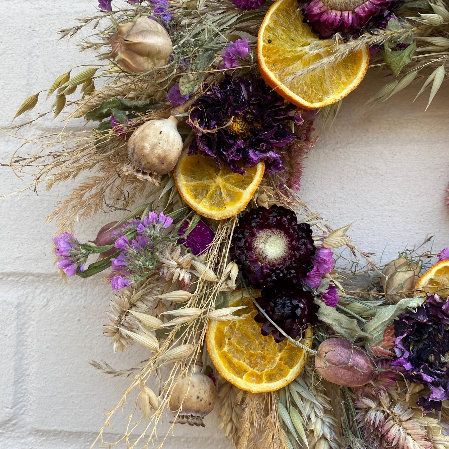 Everlasting flower | Dried flowers | Farmhouse style | Farmhouse home | Country living | Front door decor | Farmhouse wreath | 25x25cm