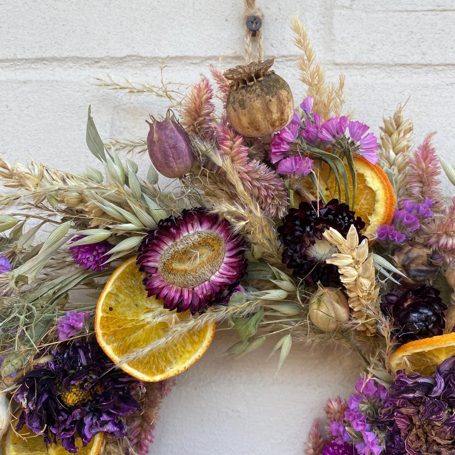 Everlasting flower | Dried flowers | Farmhouse style | Farmhouse home | Country living | Front door decor | Farmhouse wreath | 25x25cm